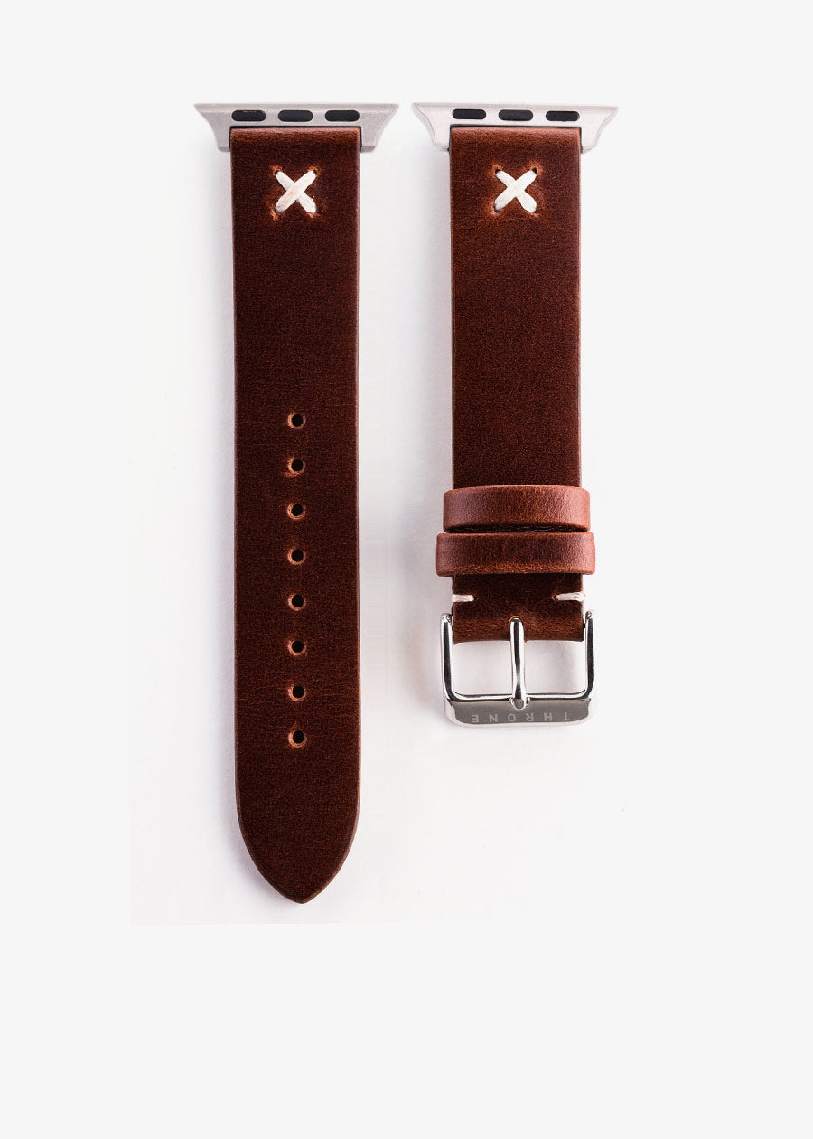 Contrasting Stitching Leather Apple Watch Strap